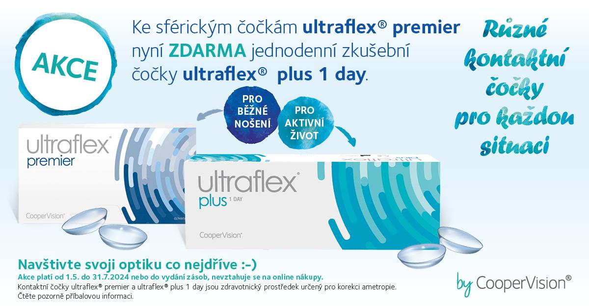 Ke sférickým čočkám ultraflex® premier nyní zdarma jednodenní zkušební čočky ultraflex®  plus 1 day.